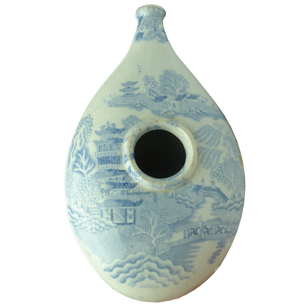 Blue & White Willow Pattern Baby Feeder, Nurser. Teardrop shape.