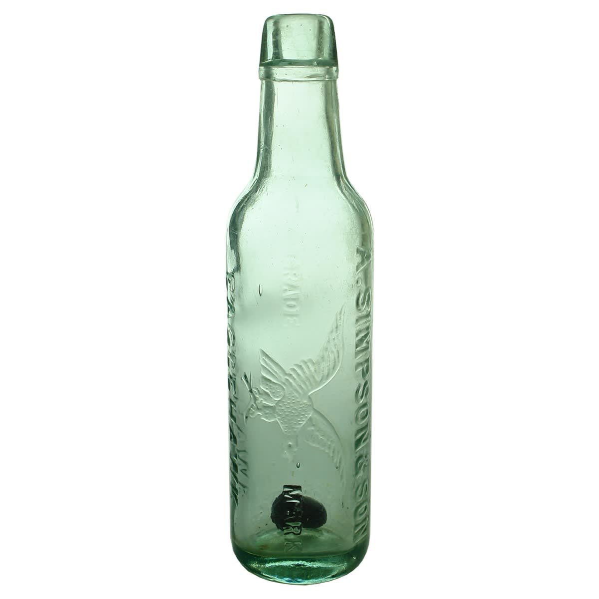 Lamont. A. Simpson & Son, Eaglehawk. R. Montgomery & Co Melbourne embossed to back. Aqua. 10 oz. (Victoria)