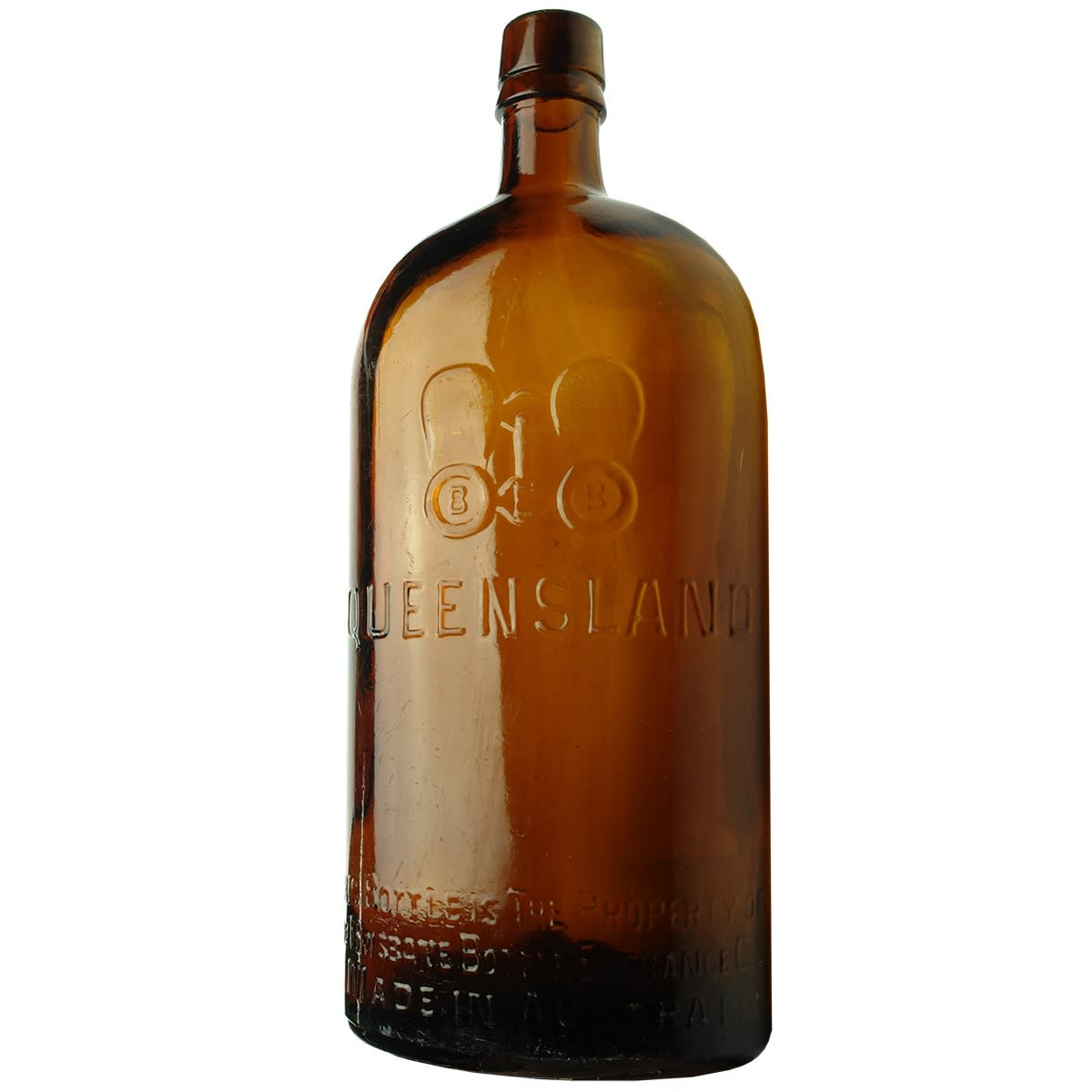 Whisky. BEB Binoculars. Queensland. Brisbane Bottle Exchange. Amber. 1 Quart. (Queensland)