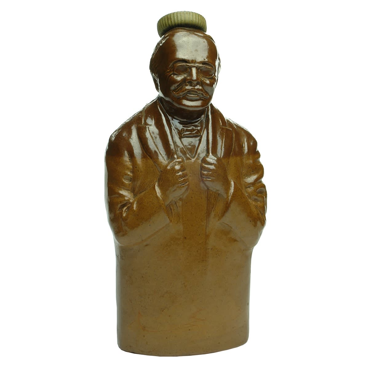 Reform Flask. Arthur Balfour. Doulton Lambeth England. Whisky Flask. Spey Royal 10 Years old cork in top.