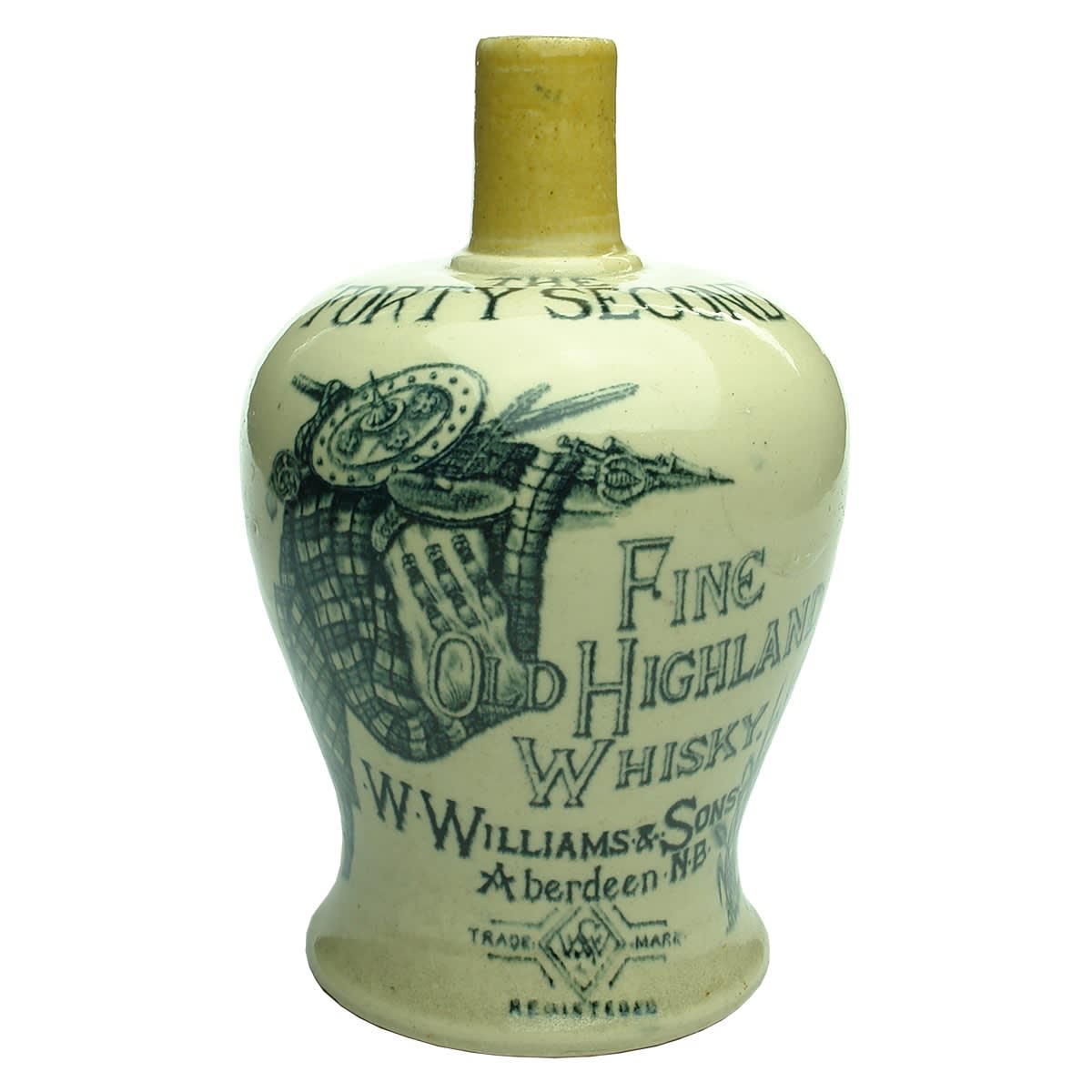 Whisky Jug. The Forty Second, W. Williams & Sons, Aberdeen. 1 Quart. (United Kingdom)
