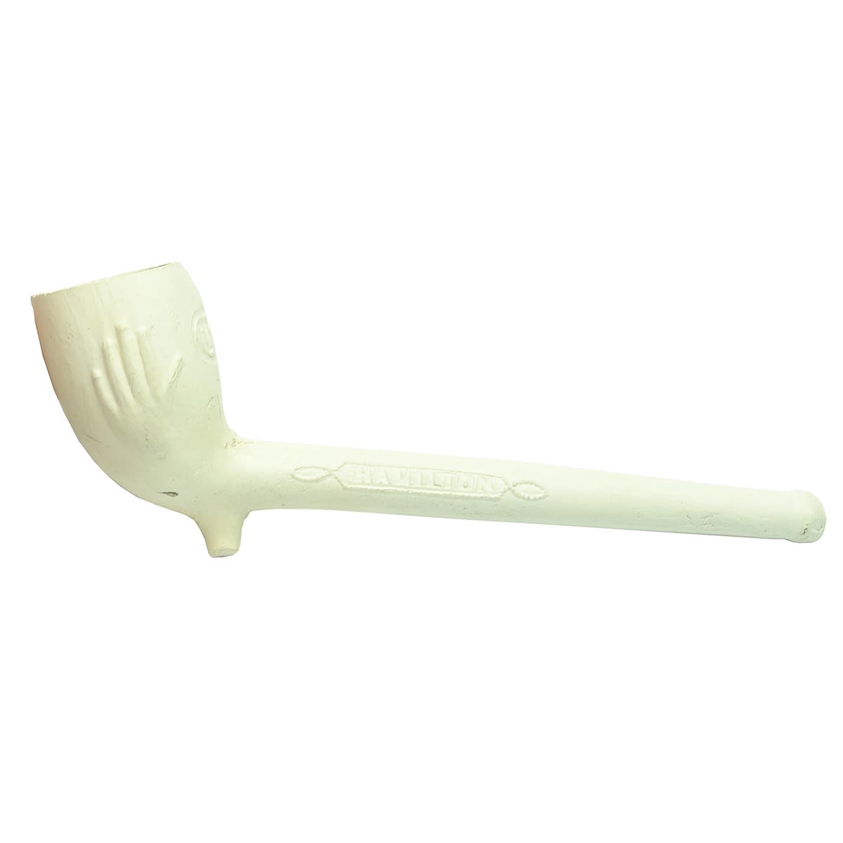 Clay Pipe. Hamilton. Red Hand. Love Heart with cross hatching.
