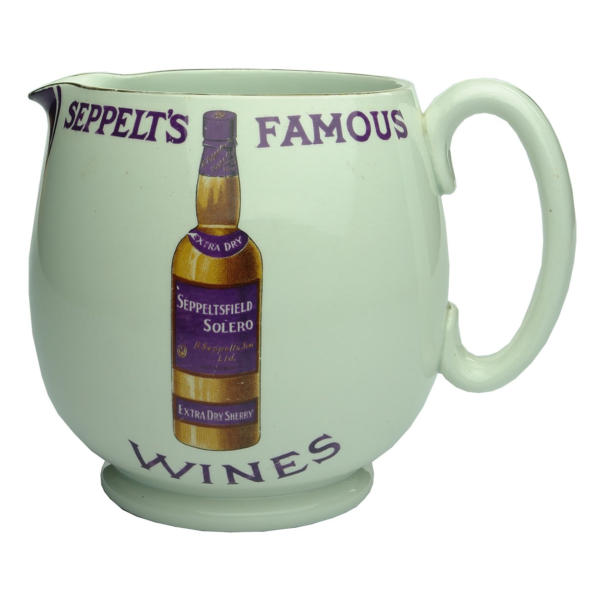 Advertising Water Jug. Seppelt's Famous Wines & Brandy. Solero, Chateau Tanunda. (South Australia)