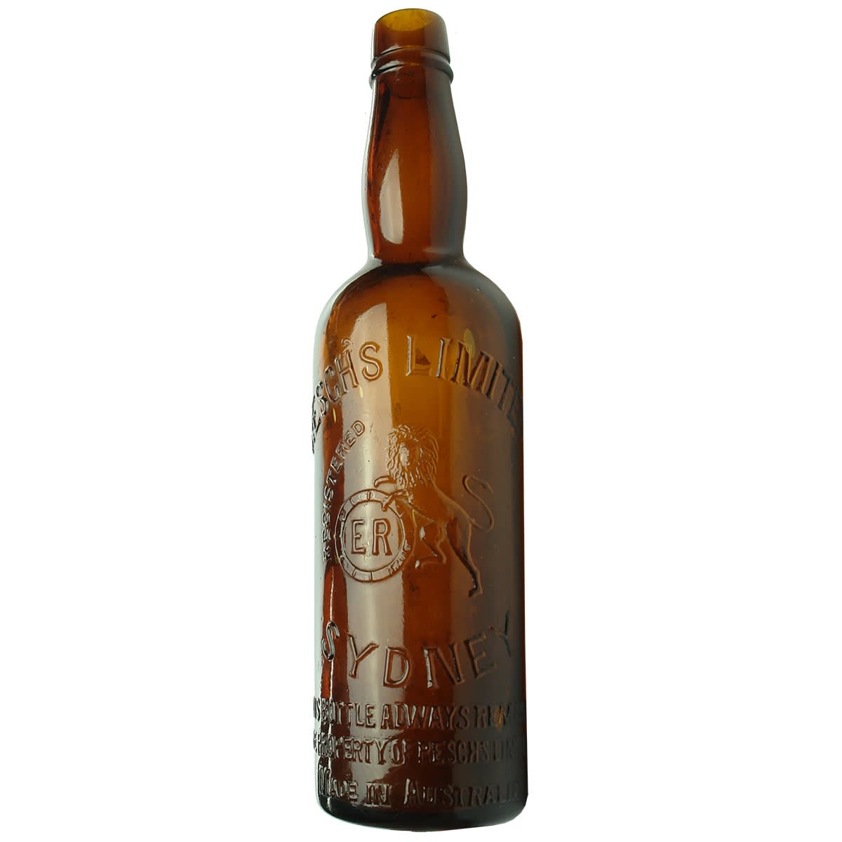 Wine. Resch's Limited, Sydney. Tall Fortified. Amber 13 oz. (New South Wales)