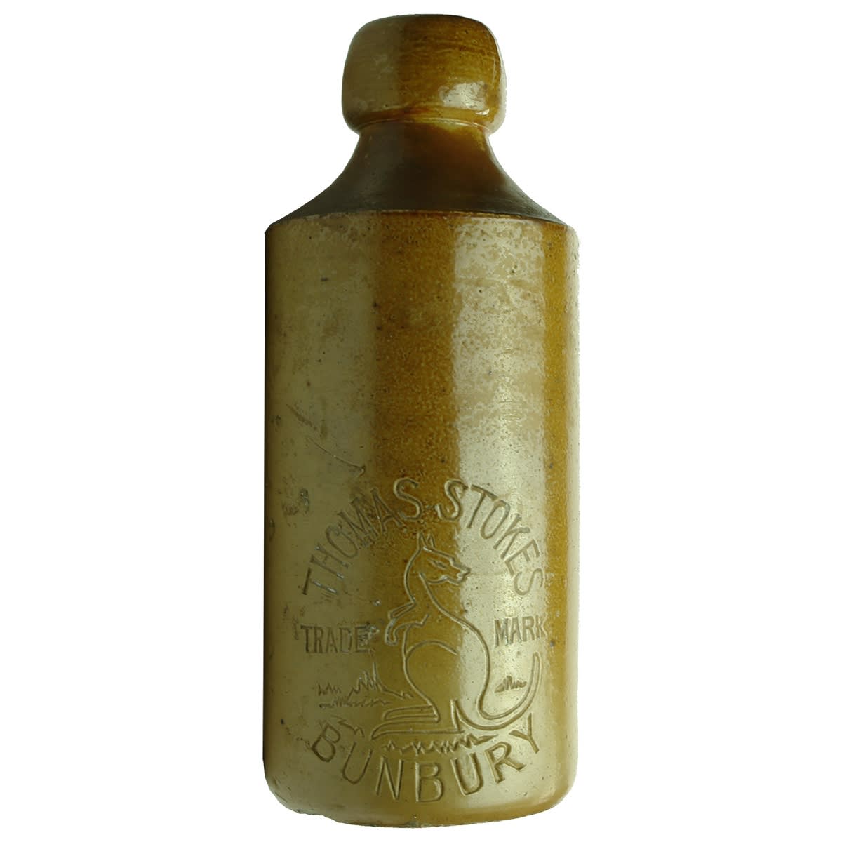 Ginger Beer. Thomas Stokes, Bunbury. Kangaroo. Impressed. Dump shape. (Western Australia)