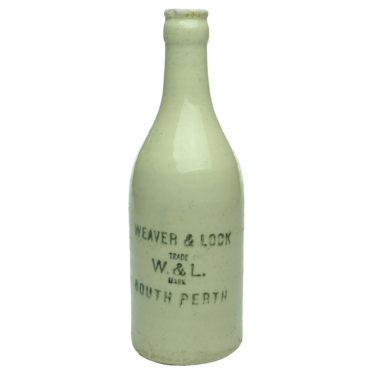 Crown Seal Ginger Beer. Weaver & Lock, South Perth. Mauri Bros & Thomson stamp. All White. (Western Australia)