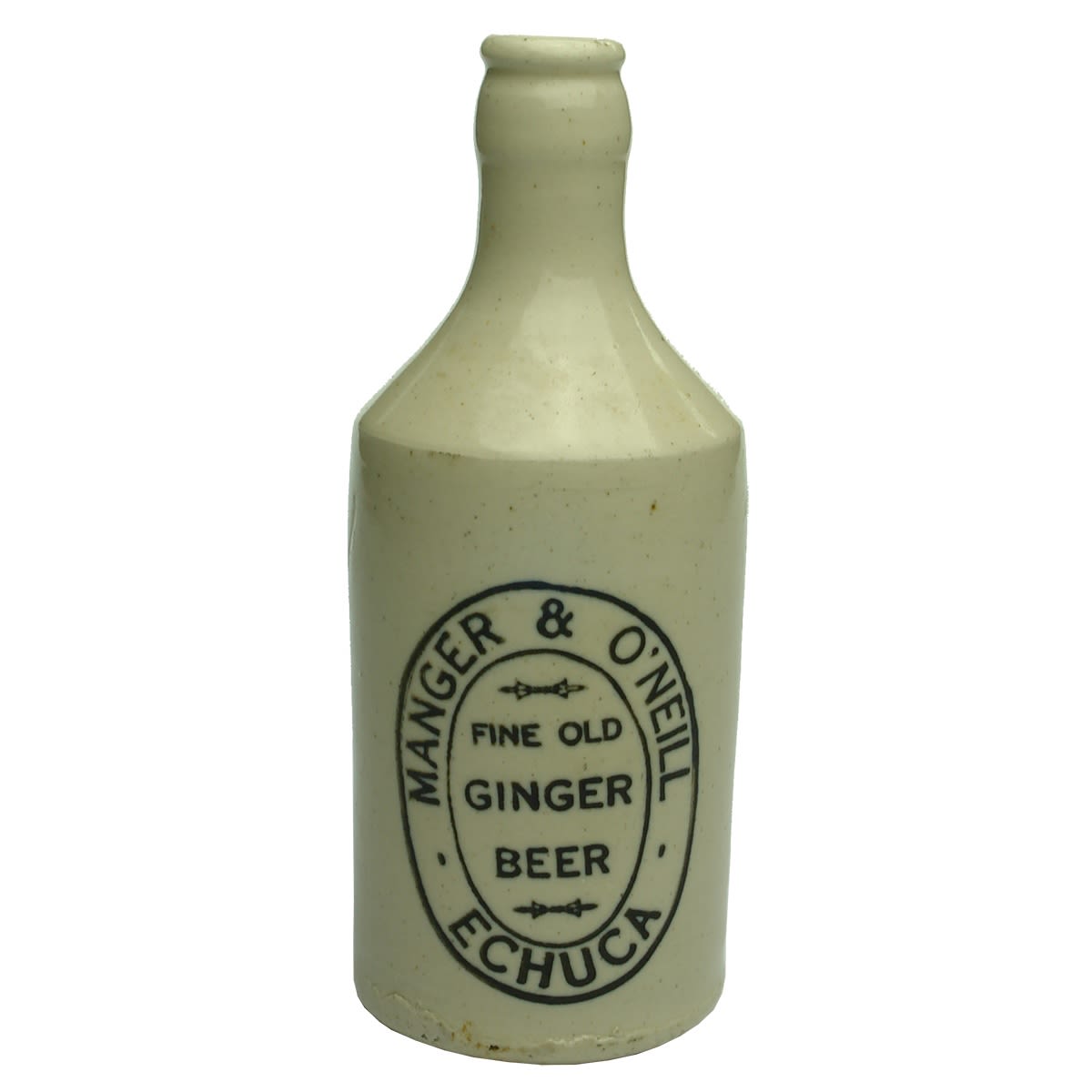 Ginger Beer. Manger & O'Neill, Echuca. Crown Seal. Dump. All White. (Victoria)
