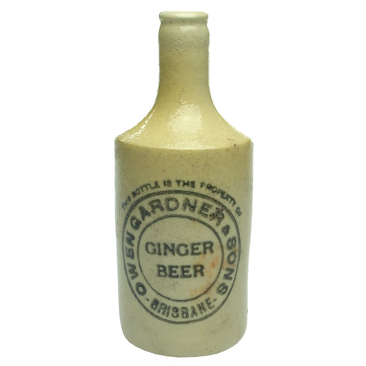 Ginger Beer. Owen Gardner & Sons, Brisbane. Mauri Bros. All White. Dump. Crown Seal. (Queensland)
