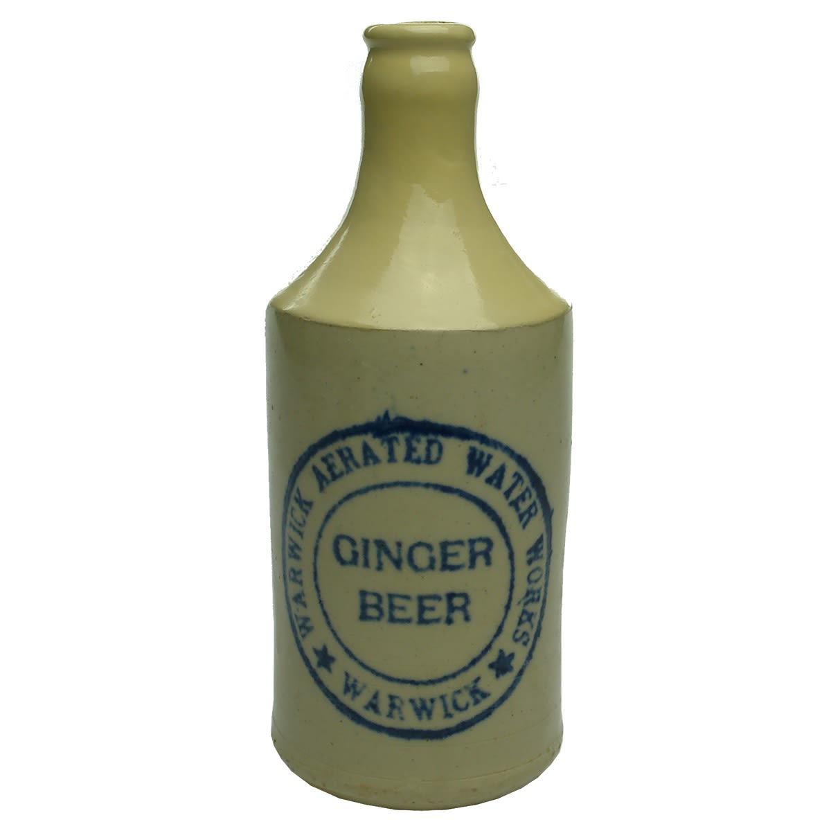Ginger Beer. Warwick Aerated Water Works. Crown Seal. Dump. Blue Print. (Queensland)