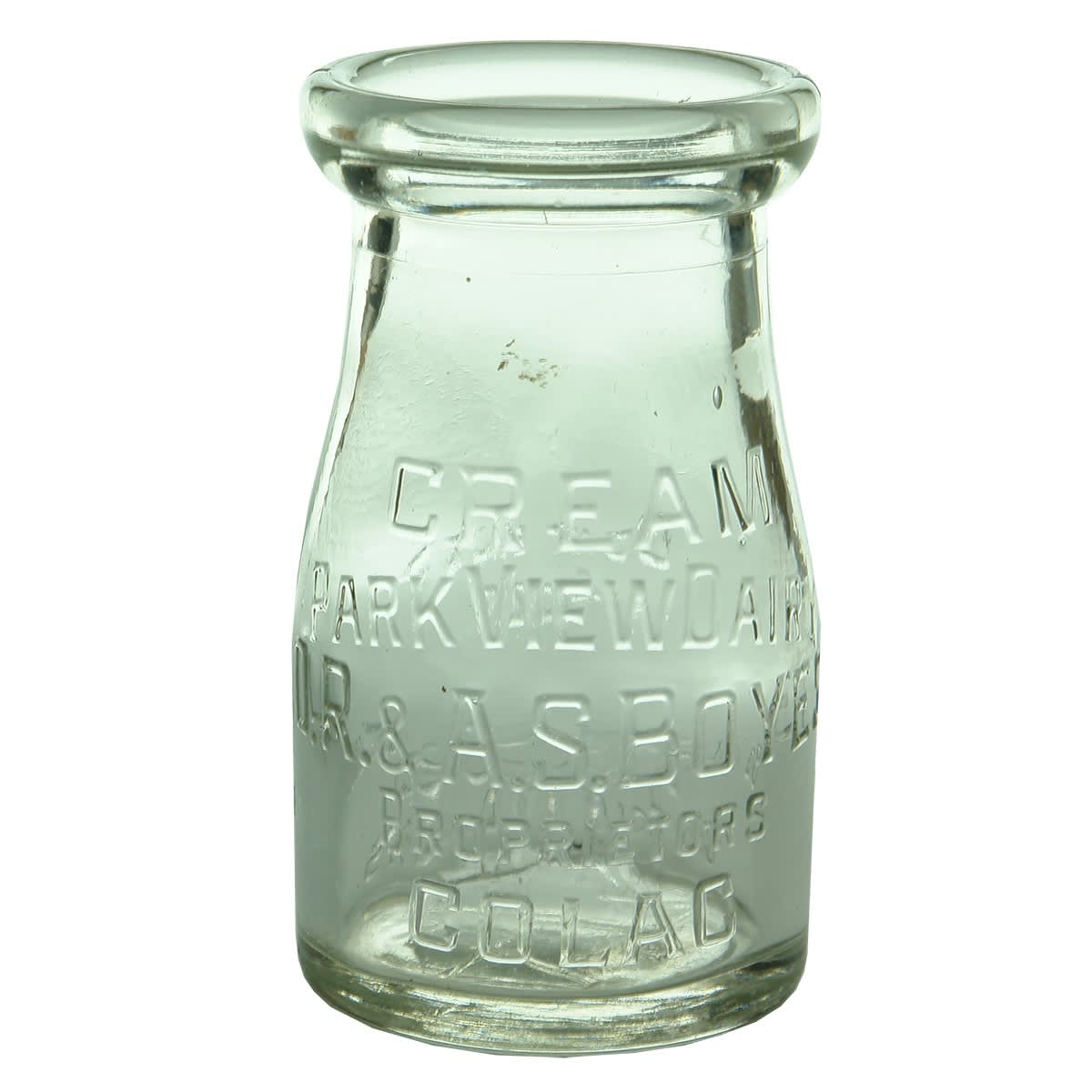 Cream. D. R. & A. S. Boyes, Park View Dairy, Colac. 4 oz. Base number: 473. (Victoria)