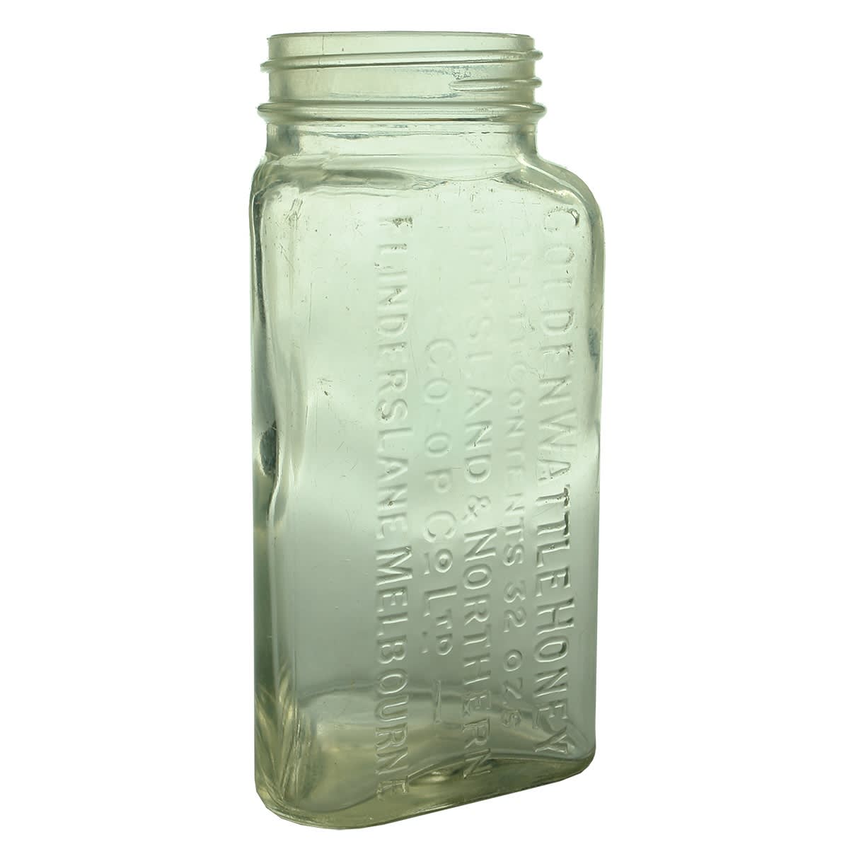 Honey Jar. Golden Wattle Honey. Gippsland & Northern Co-op Co Ltd, Flinders Lane, Melbourne. (Victoria)