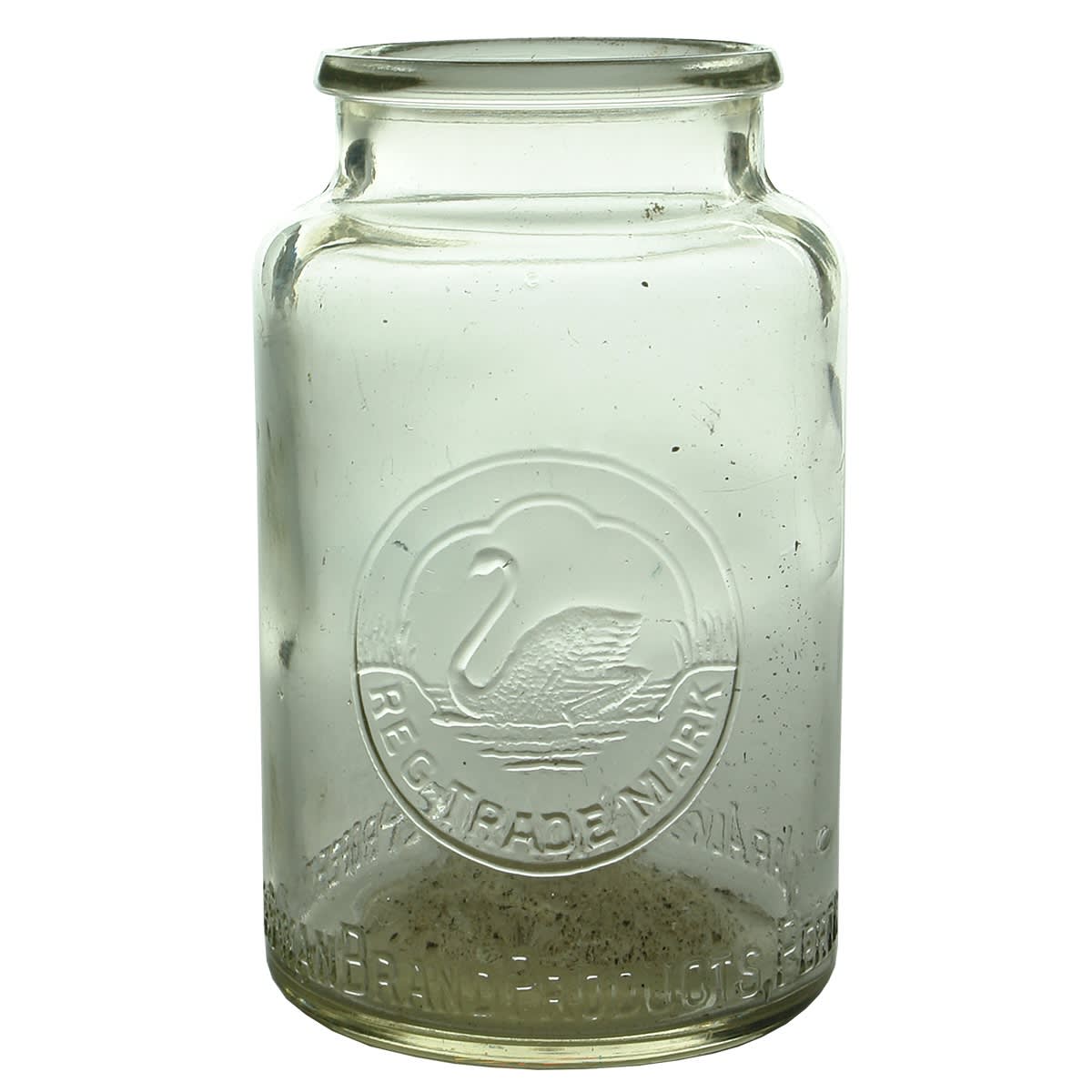 Jar. Swan Brand Products, Perth. Clear. 2 Pound. (Western Australia)