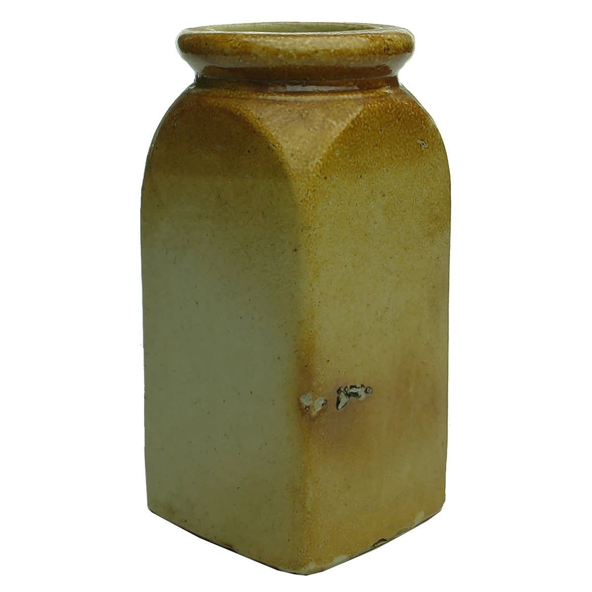 Moulded salt glaze stoneware jar.