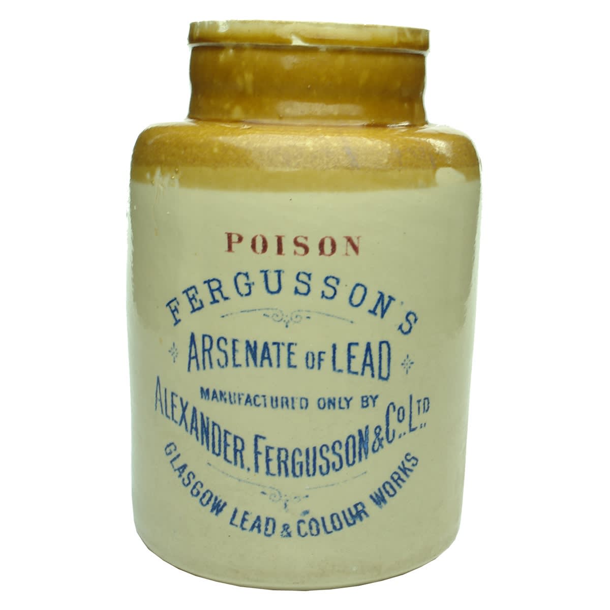 Poison. Fergusson's Arsenate of Lead, Glasgow. Blue print & red Poison. 219 mm.