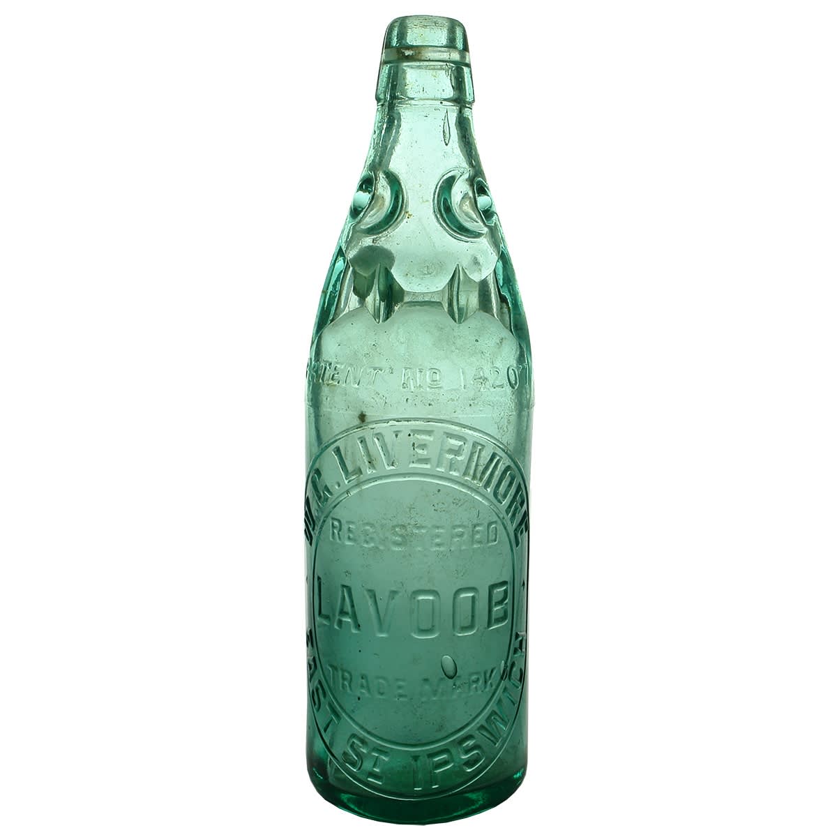 Codd. W. G. Livermore, East St., Ipswich. Lavoob. Patent No 14207 Midson Patent. 26 oz. (Queensland)
