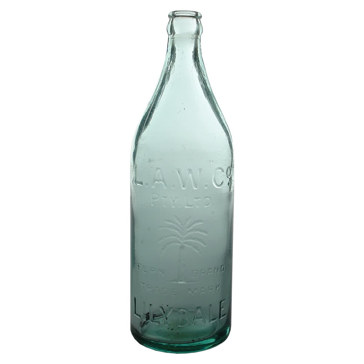 Crown Seal. Lilydale Aerated Waters. L. A. W. Co. Fern Brand.  Aqua.  24 oz. (Victoria)