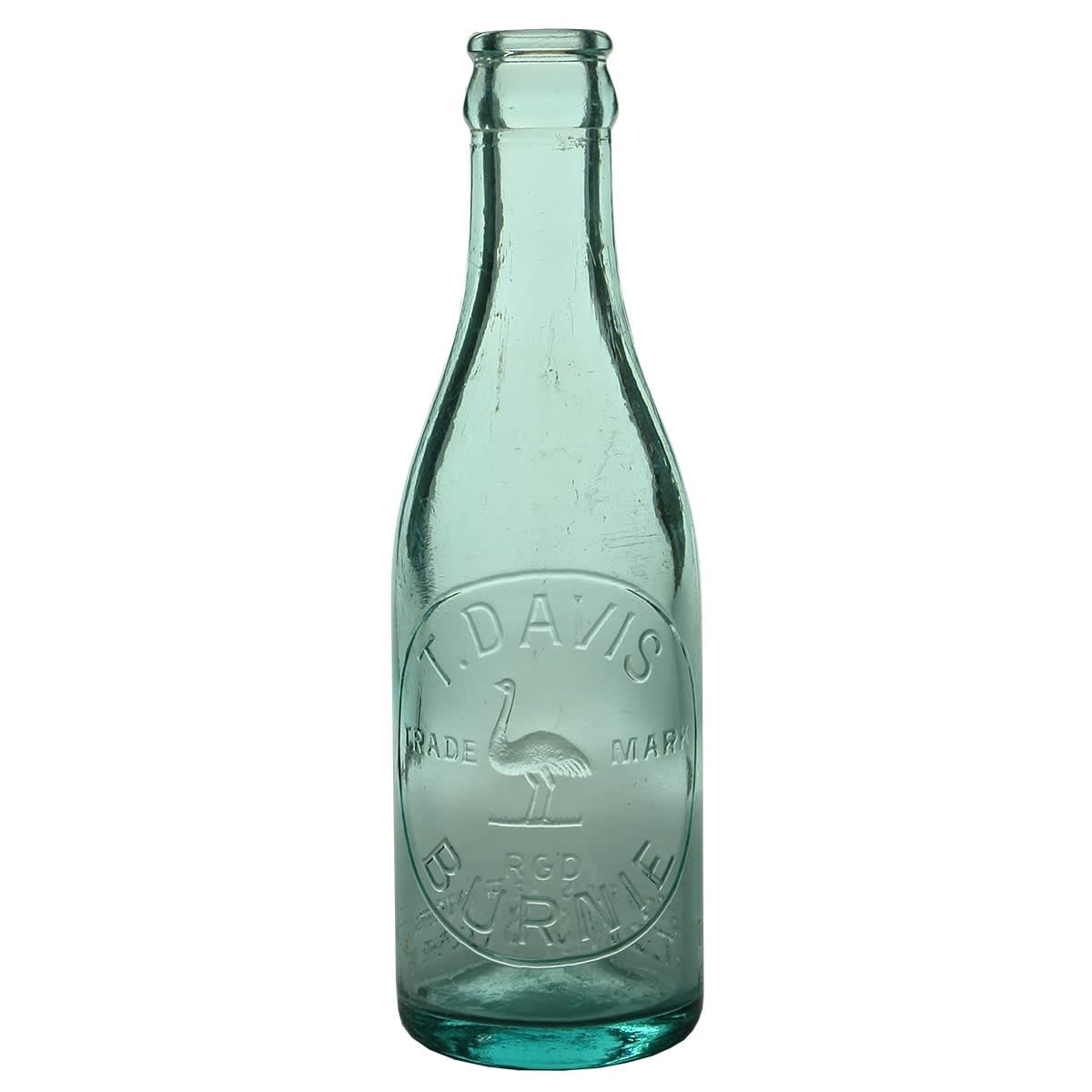 Crown Seal. T. Davis, Burnie. Aqua. 6 oz. (Tasmania)
