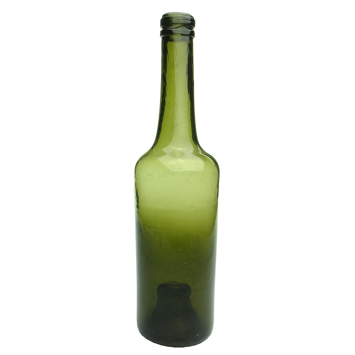 Unusual tall plain black, dark olive. Tall body, very long neck. Thick double collar top. Northern European.