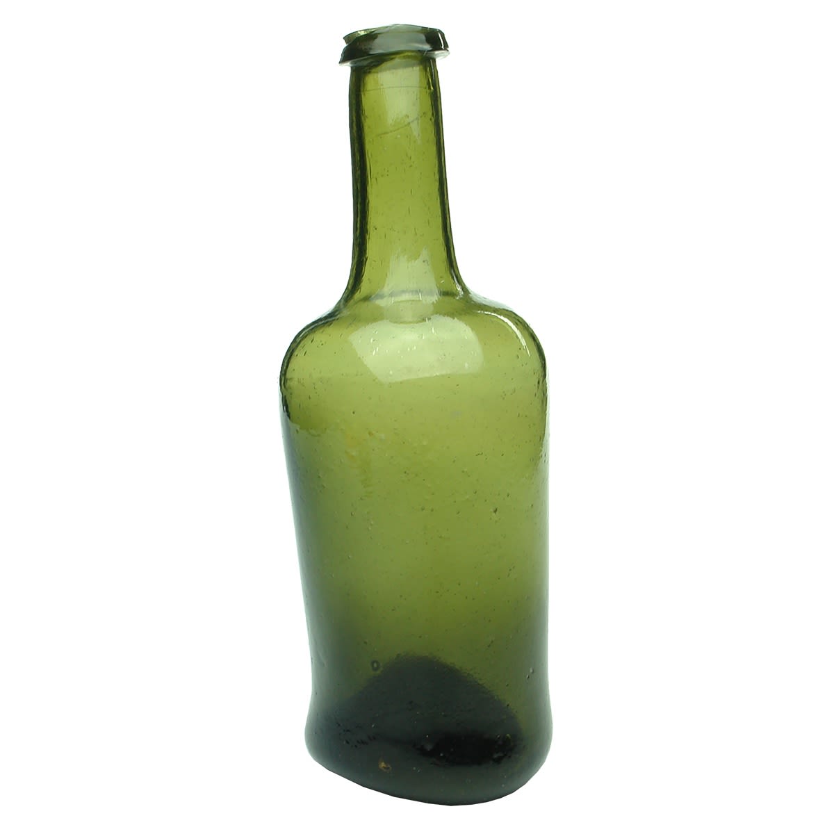 Early Glass Wine. Cylinder. Sharp applied ring lip. Wide pontil scar to base. Late 1700s - 1800s.