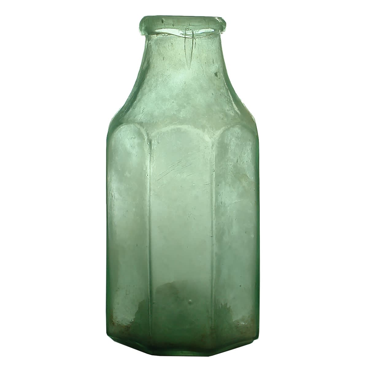 Goldfields Pickle. Or even earlier! Eight sided. Punt to base. Crude applied rolled lip.