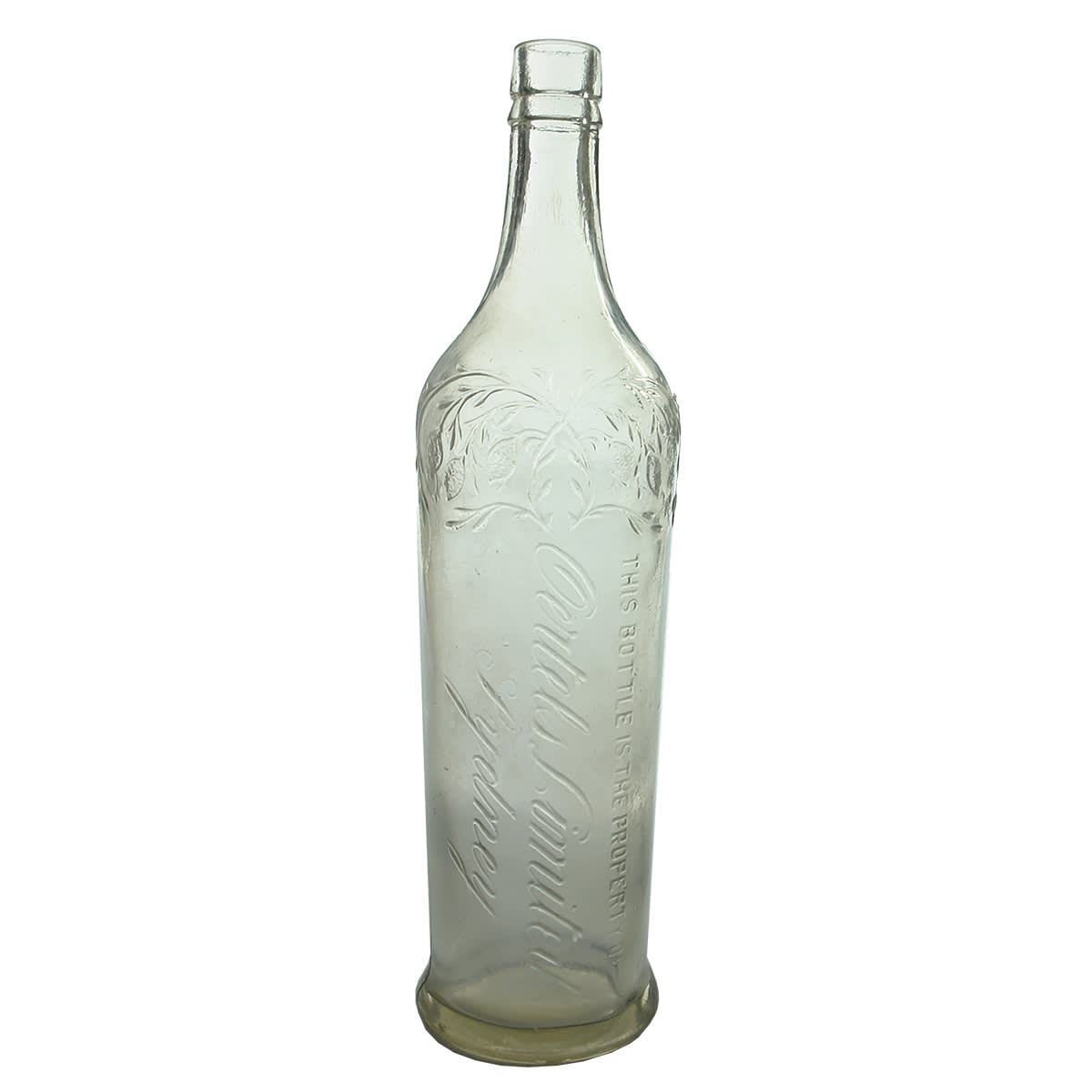 Cordial. Oertels Limited, Sydney. Branch & Fruit pattern to shoulder. Stepped base. (New South Wales)