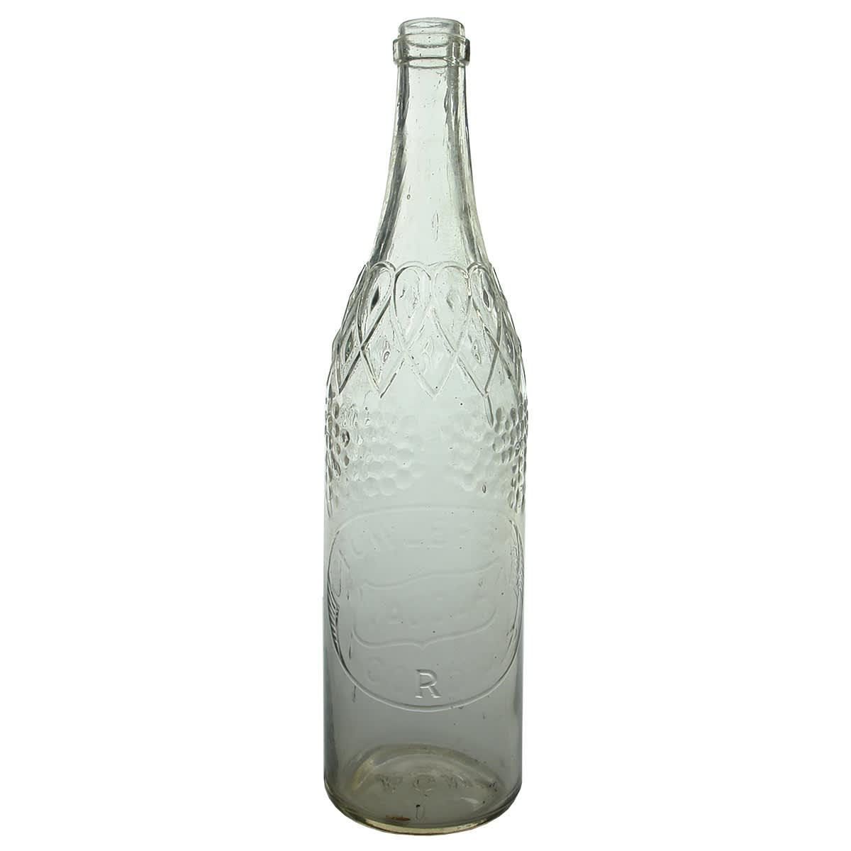 Cordial. Fowlers Vacola Cordials. Spun top variety. Fancy pattern to shoulder. 26 oz. (Victoria)
