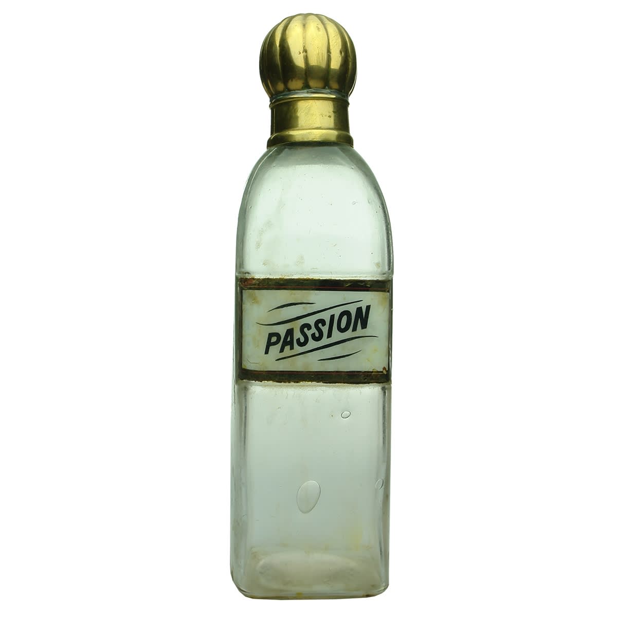 Cordial. Passion. Label under glass. Whitall Tatum Patent. Clear. 26 oz.