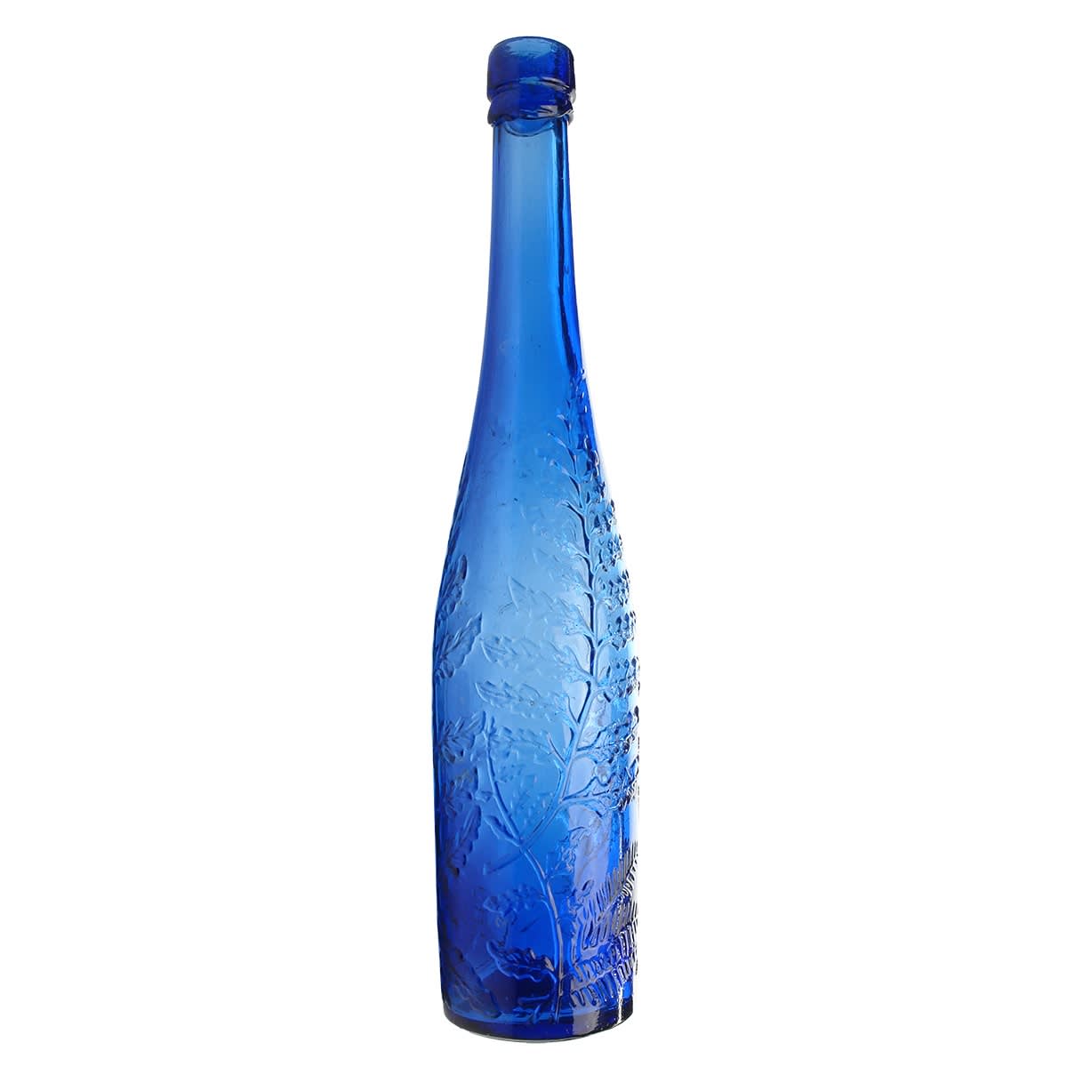 Cordial. Fern Pattern Cordial Attributed to Rowat & Co., Glasgow. Cobalt. 13 oz. (Victoria)