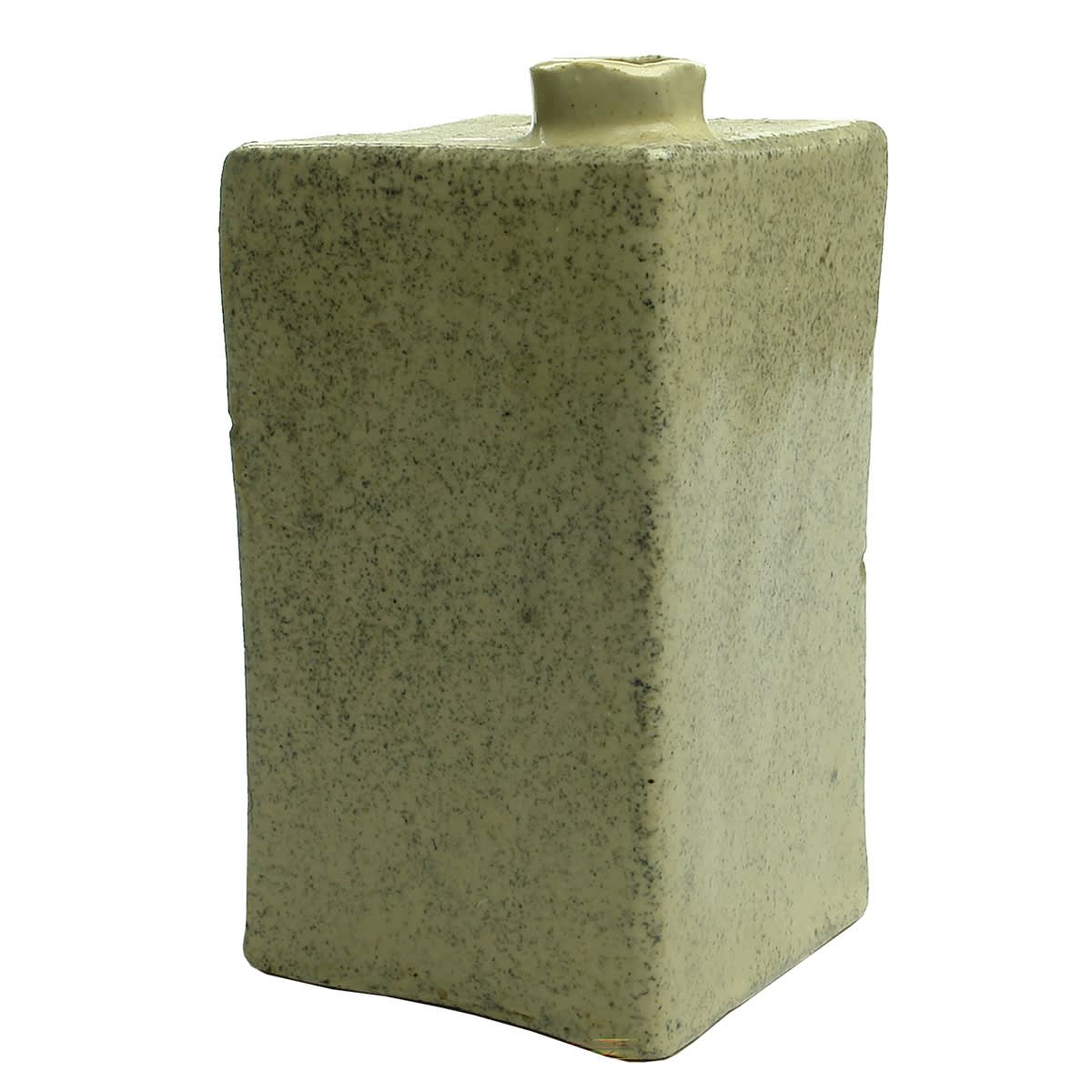 Ink. Square stoneware ink with pouring lip. Speckled appearance.