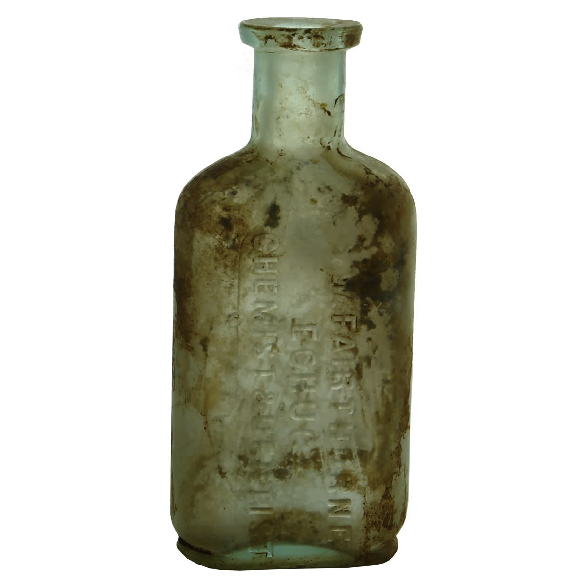 Chemist. S. W. Fairthorne, Echuca, Chemist & Dentist. W. T. & Co. Aqua. 2 oz. (Victoria)