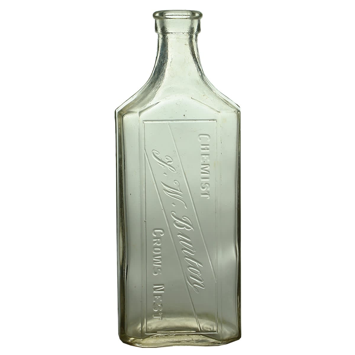 Chemist. F. W. Burton, Crows Nest. Machine Made. Clear. 8 oz. (Queensland)