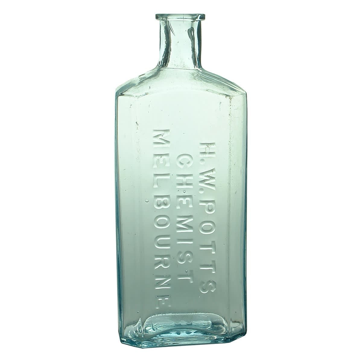 Chemist. H. W. Potts, Melbourne. Ice Blue. 8 oz. 162 mm. (Victoria)