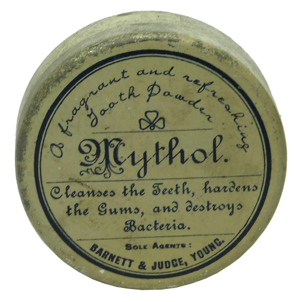 Chemist Tin. Barnett & Judge, Young, Mythol. The Judge Mythol Co. (New South Wales)