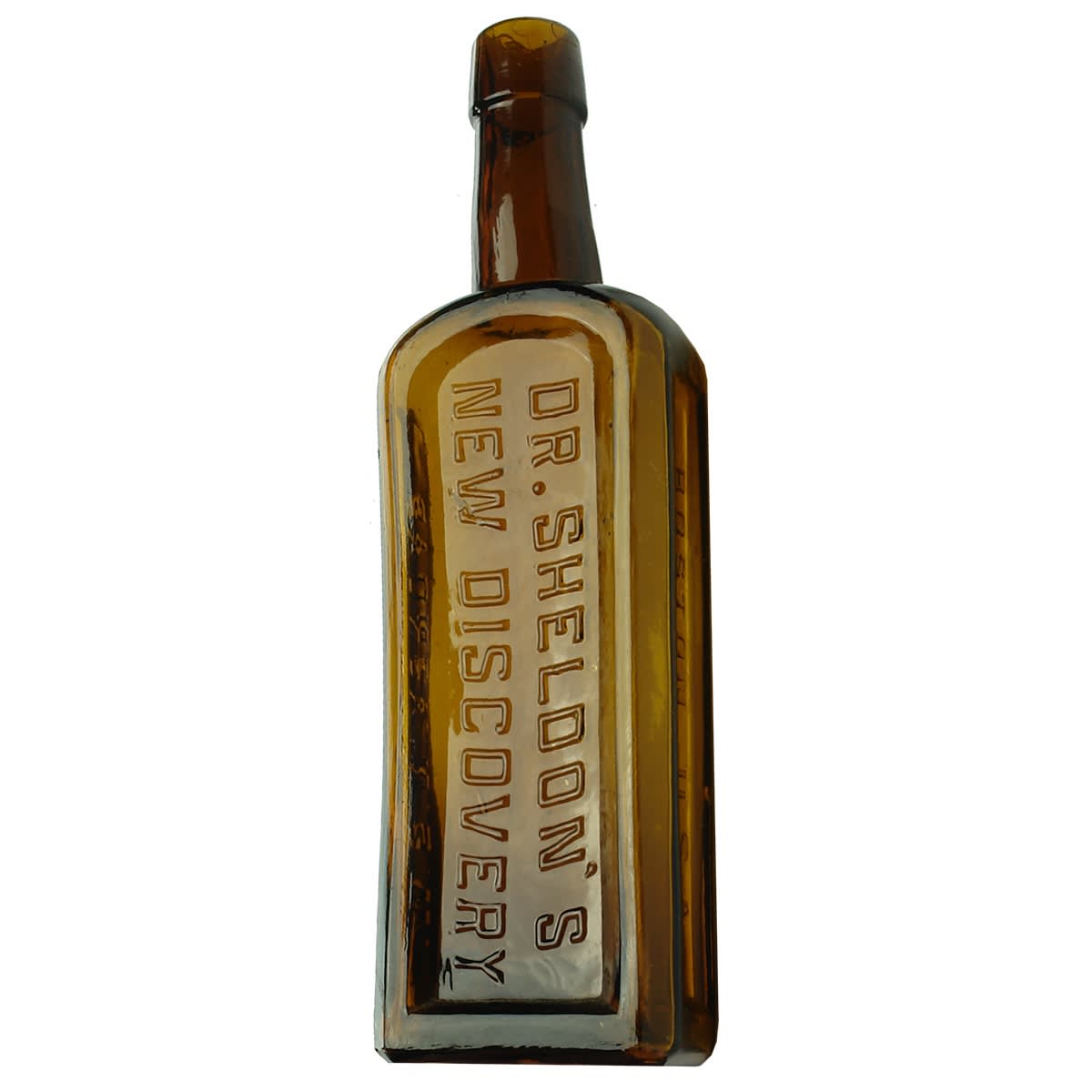 Cure. Dr. Sheldon's New Discovery. Boston & Sydney. Amber. 6 oz. (New South Wales)