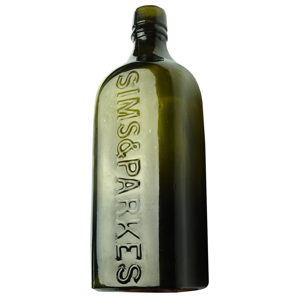 Medicine/Sarsaparilla/etc. Sims & Parkes, Herbalists, Sydney. Dark Olive Green. 20 oz. (New South Wales)