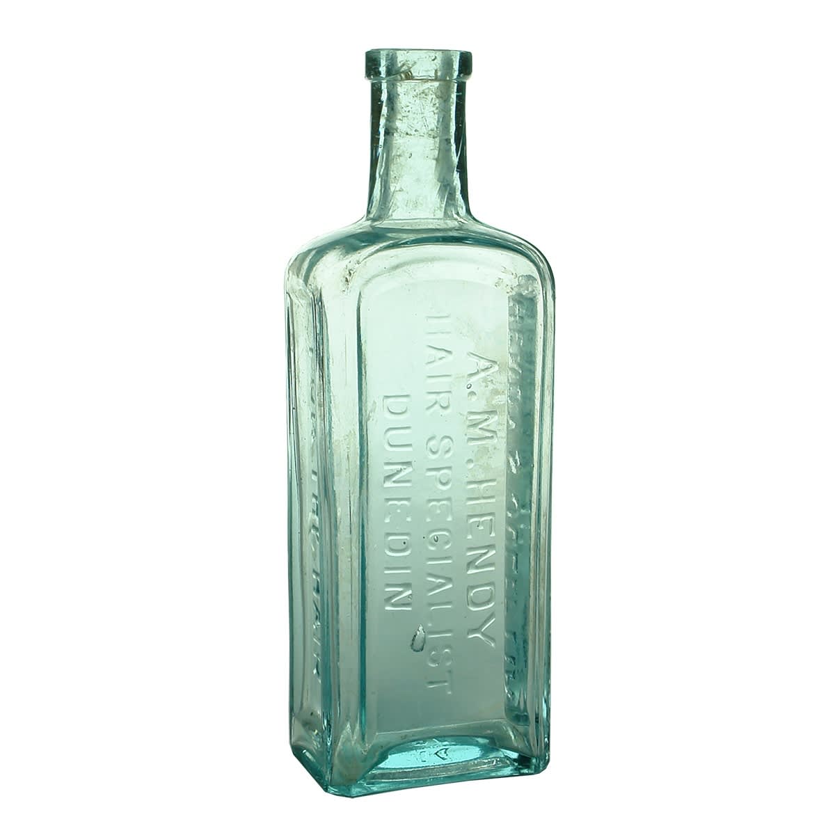 Hair Lotion. Hendy's Juleptia. A. M. Hendy Hair Specialist, Dunedin. Ice Blue. 10 oz. 184 mm. (New Zealand)