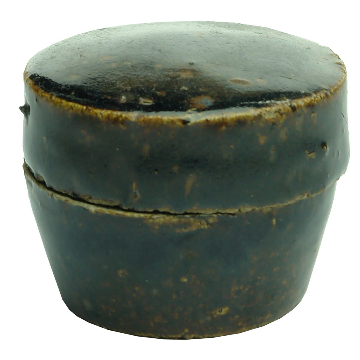 Chinese. Round Lidded Container with Chocolate Glaze. Characters to base. 47 mm. (China)