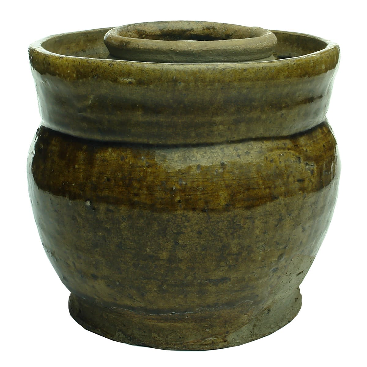 Chinese. Unusual Food Jar with Non Spill Lip. 154 mm.