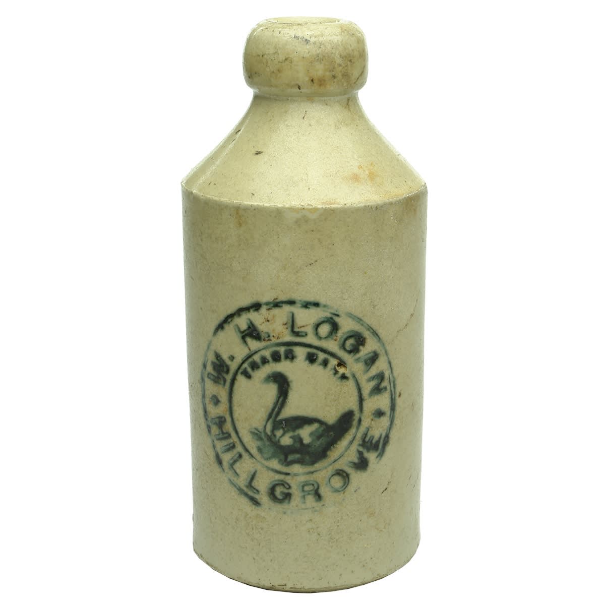 Ginger Beer. W. H. Logan, Hillgrove. Swan. Blob Top. Dump. All White. (New South Wales)