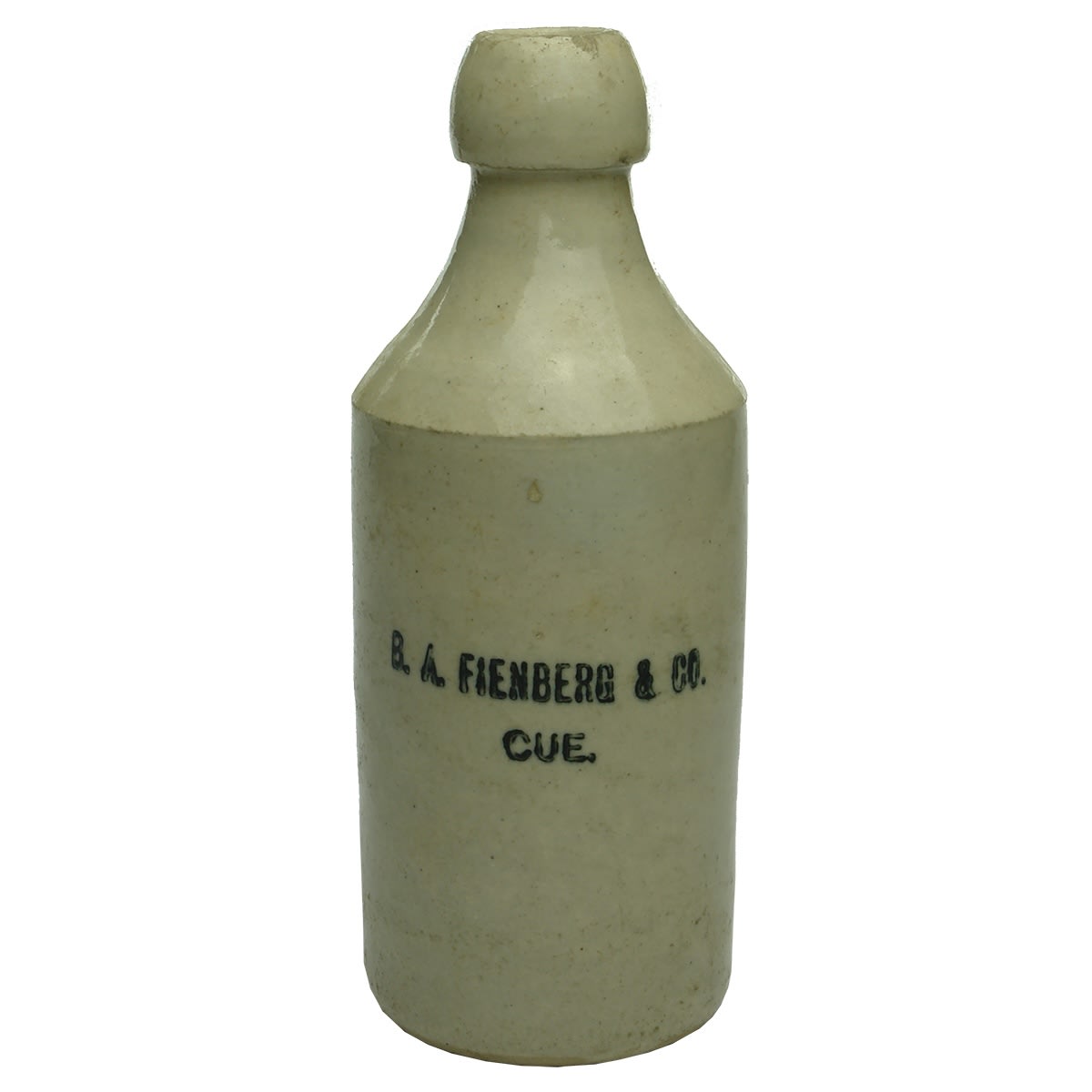 Ginger Beer. B. A. Fienberg & Co., Cue. Bendigo Pottery. All White. Dump. (Western Australia)