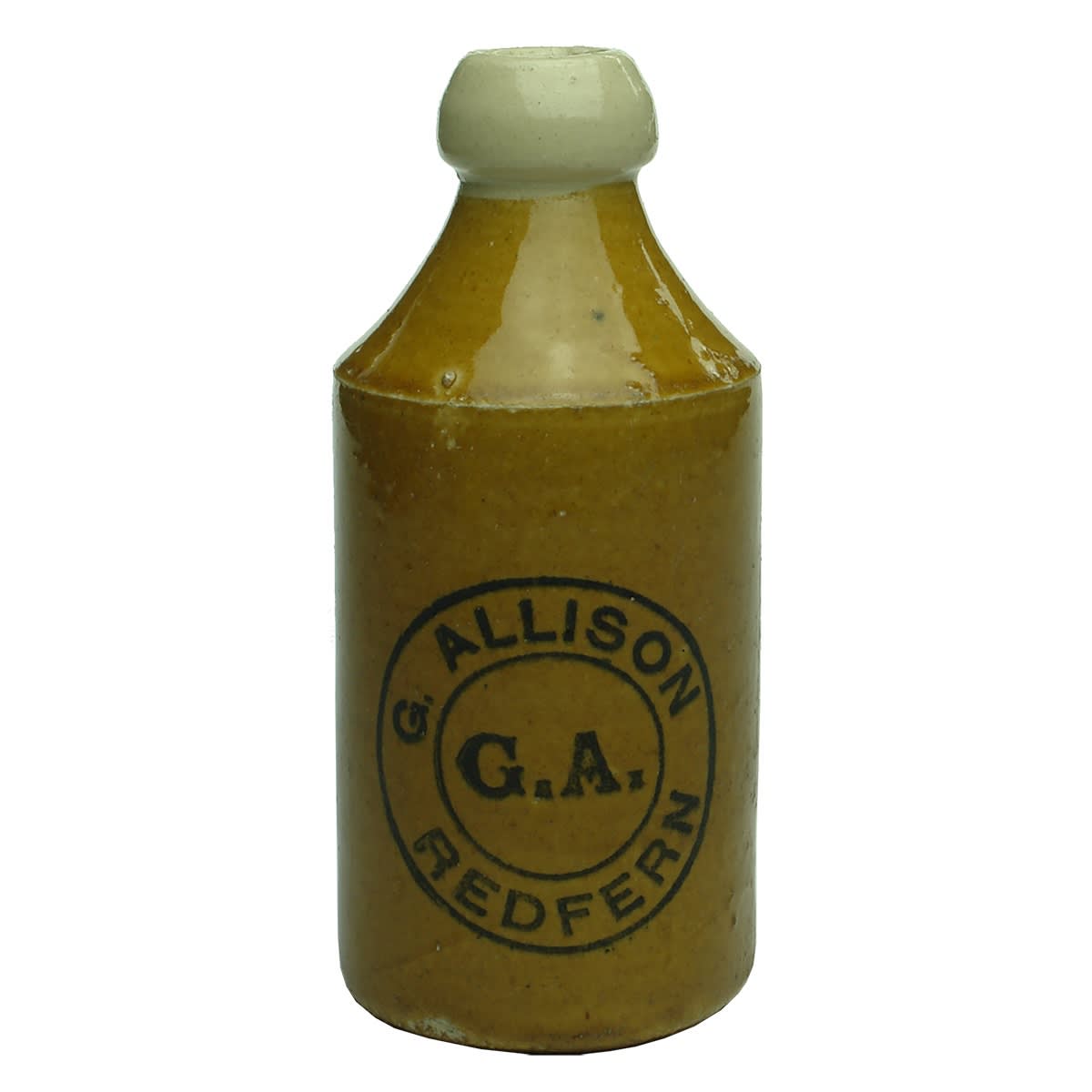 Ginger Beer. G. Allison, Redfern. Tan with a White top. Dump. (New South Wales)
