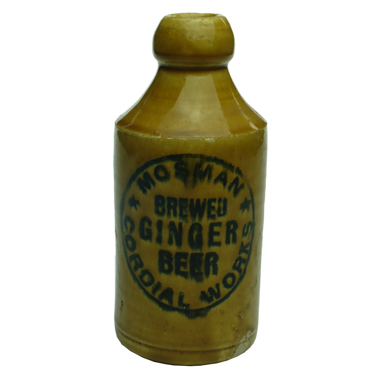 Ginger Beer. Mosman Cordial Works. Cork Stopper. Dump. All Tan. (New South Wales)