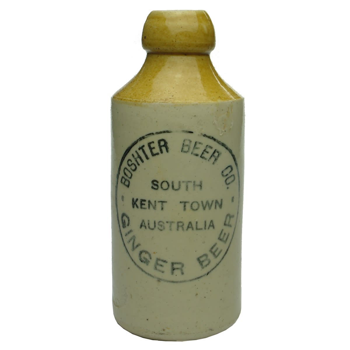 Ginger Beer. Boshter Beer Co., Kent Town. Dump. Tan Top. (South Australia) (Late Kingsley Durdin Collection).