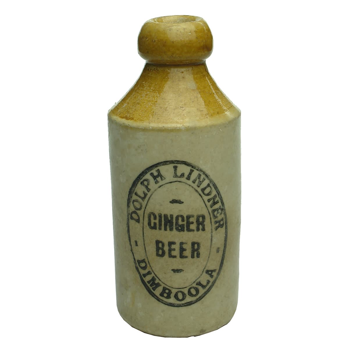 Ginger Beer. Dolph Lindner, Dimboola. Bendigo Pottery. Tan top. (Victoria)