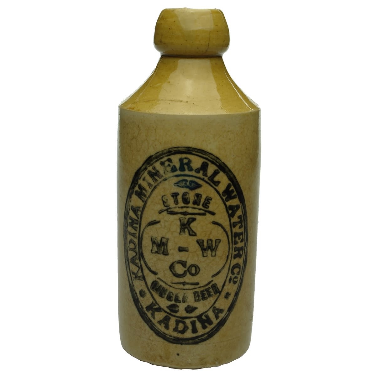 Ginger Beer. Kadina Mineral Water Co. Bendigo Pottery. Tan Top. 10 oz. (South Australia) (Late Kingsley Durdin Collection).