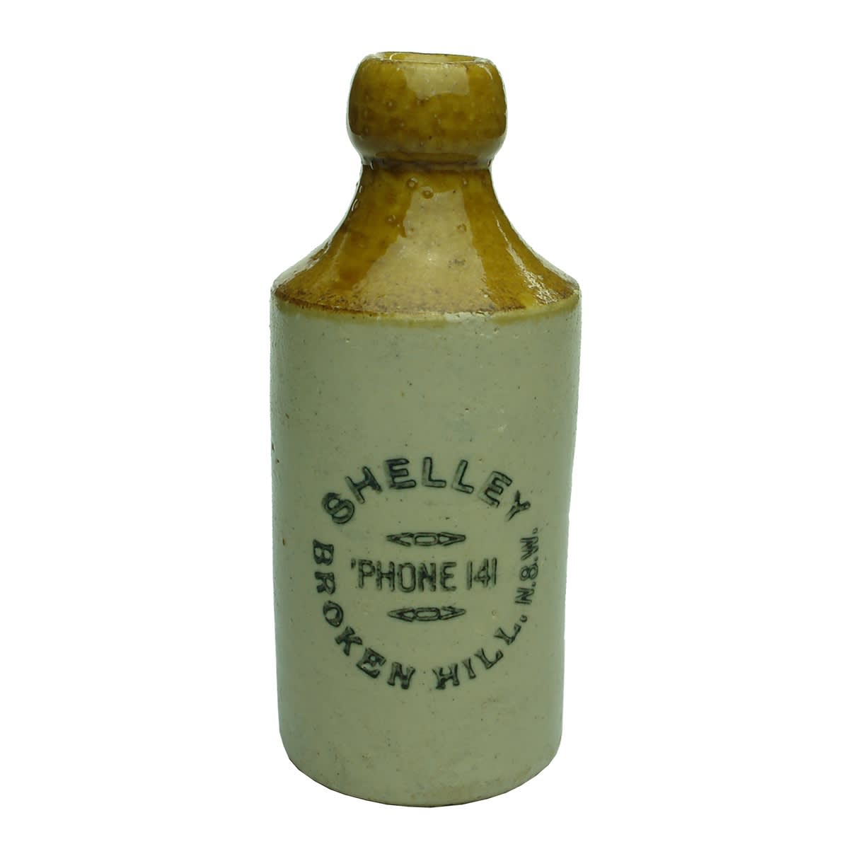 Ginger Beer. Shelley, Broken Hill, Phone 141. Dump. Tan Top. (New South Wales)