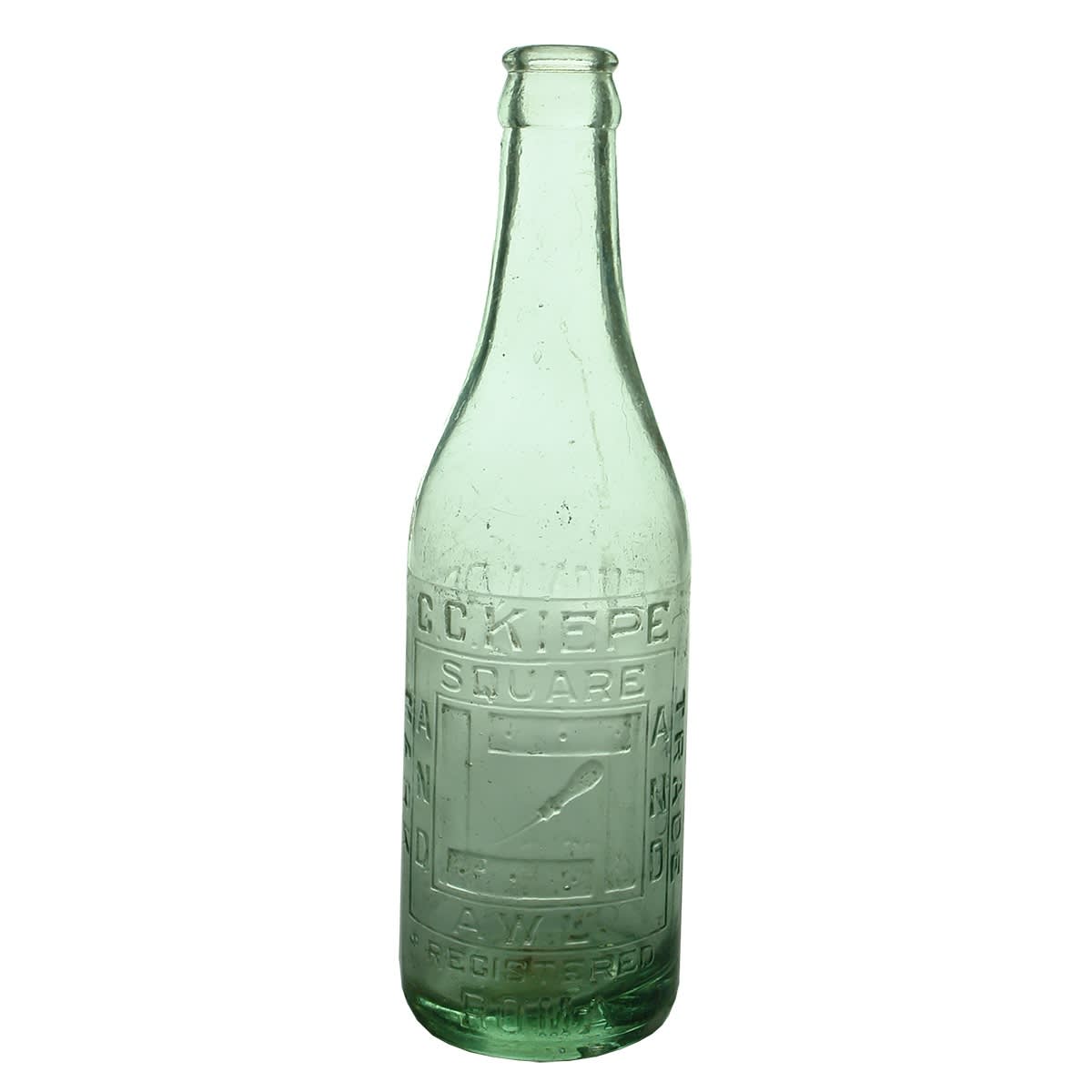 Crown Seal. C. C. Kiepe, Roma. Square and Awl. Aqua. 10 oz. (Queensland)