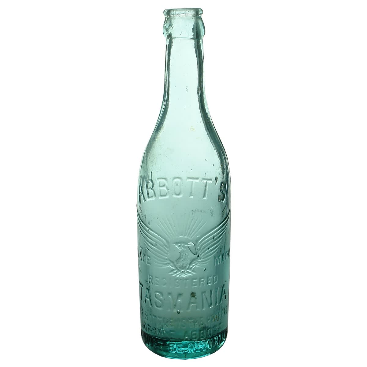 Crown Seal. Abbott's, Tasmania, Phoenix. M. E. Abbott. Aqua. 10 oz. (Tasmania)