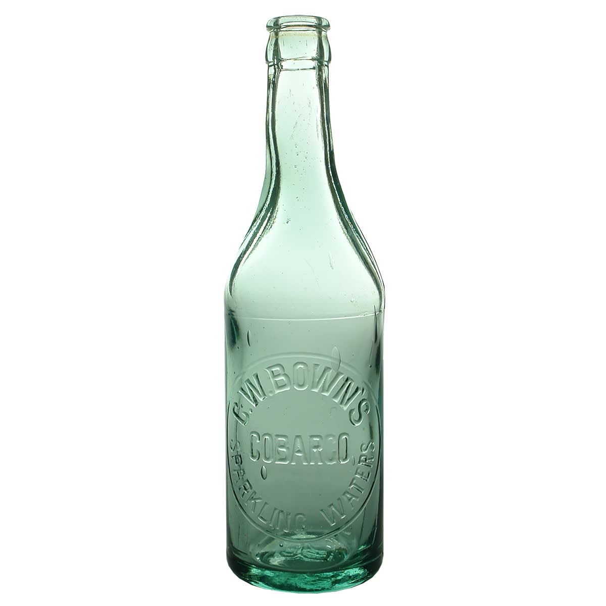 Crown Seal. C. W. Bown's, Cobargo. Sparkling Waters. Spun top. Aqua. 10 oz. (New South Wales)