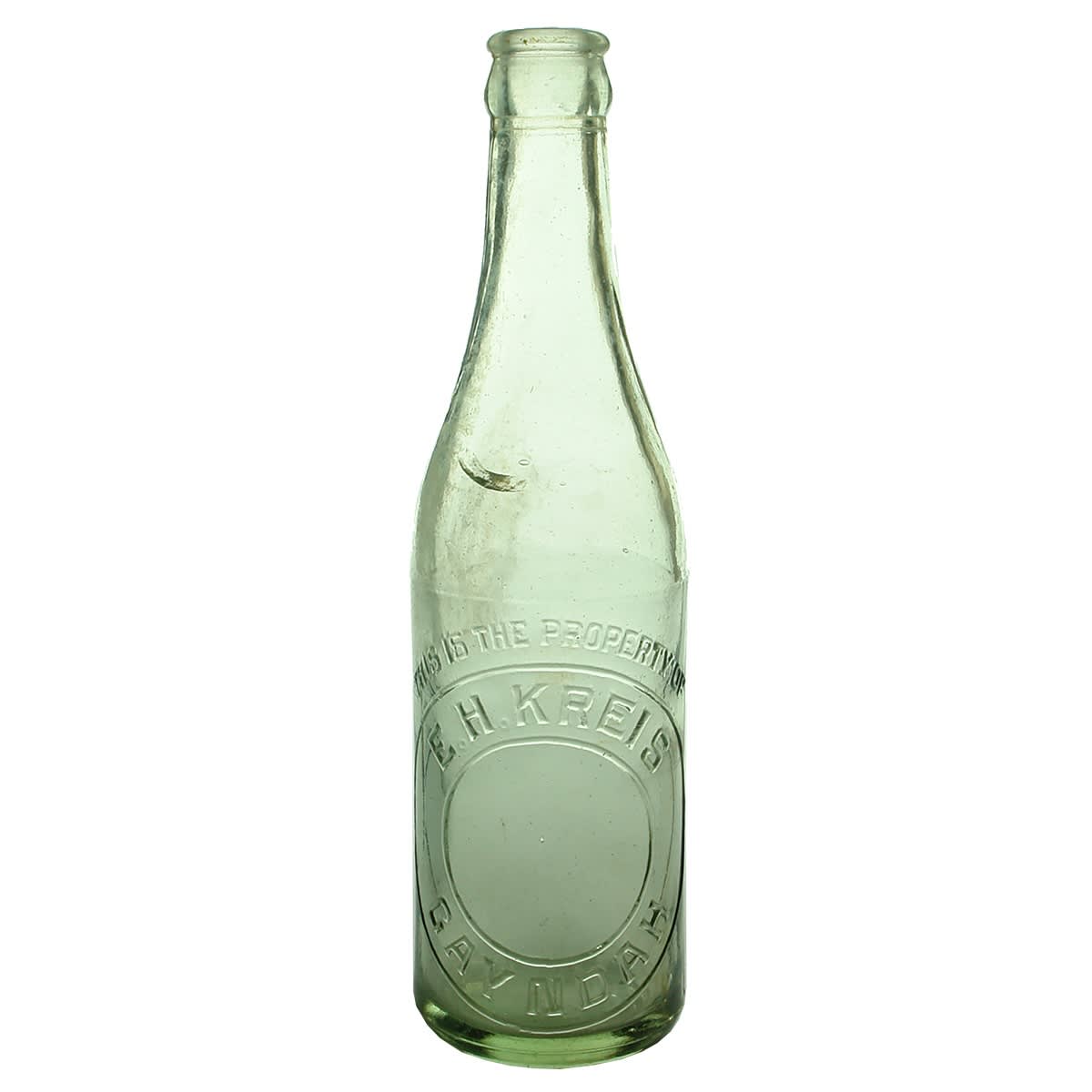 Crown Seal. E. H. Kreis, Gayndah. Aqua. 10 oz. (Queensland)